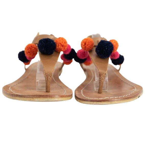 Boden Pom Pom T-Strap Leather Summer Thong Sandals Size 36 US 5.5 - Picture 3 of 9